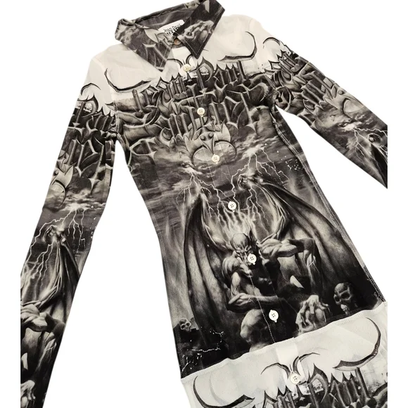 JEAN PAUL GAULTIEP Black & White 'The Diablo' Midi Shirt Dress Size XXS NWT - Picture 10 of 12